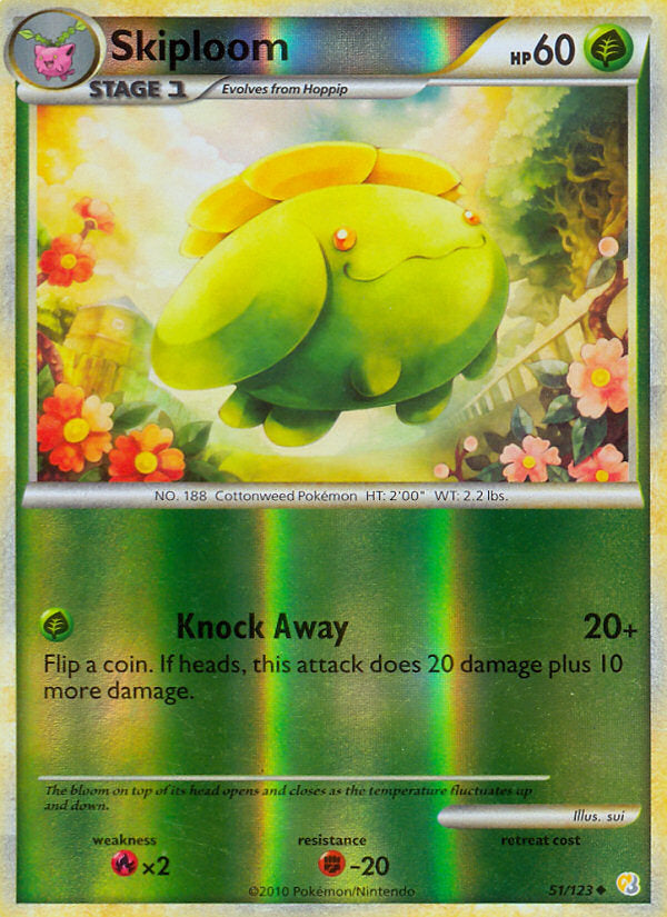 HeartGold SoulSilver Skiploom #51/123 reverse holo
