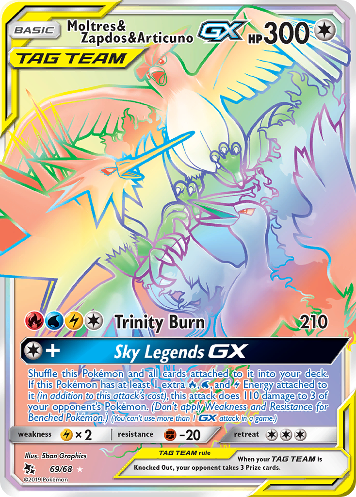 Moltres Zapdos Articuno GX Rainbow Rare