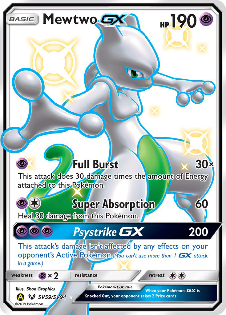 Hidden Fates Shiny Mewtwo GX SV59