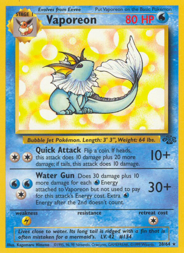 Jungle set Non Holo Vaporeon #28/64 unlimited