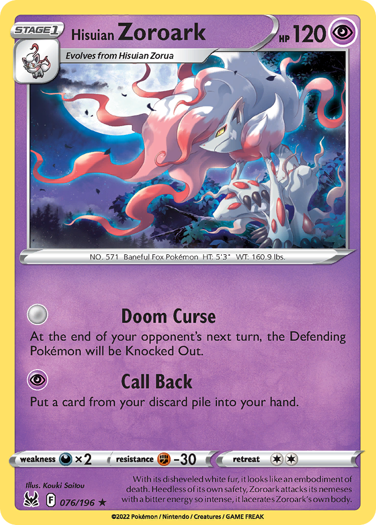 Lost Origin Holo Hisuian Zoroark #76/196