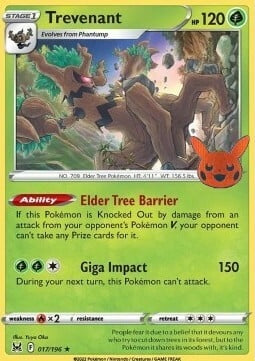 Lost Origin Holo Trevenant #17/196 Trick or Trade