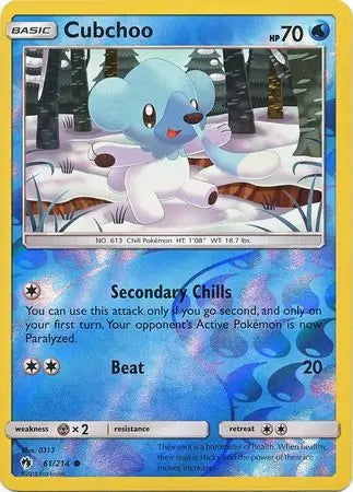 Lost Thunder Cubchoo #61/214 reverse holo