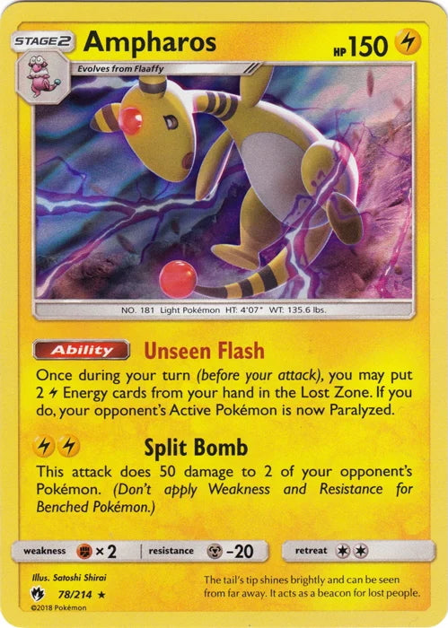 Lost Thunder Holo Ampharos #78/214