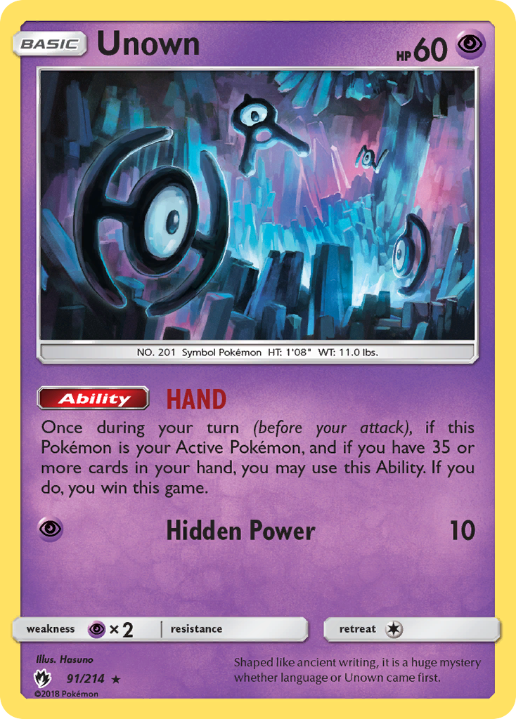 Lost Thunder Unown #91/214