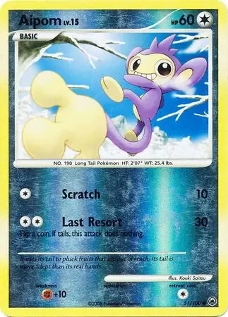 Majestic Dawn Aipom #51/100 reverse holo