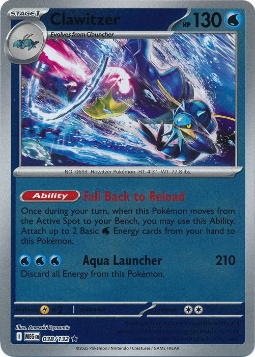 Mega Evolution Clawitzer #038/132 Reverse Holo