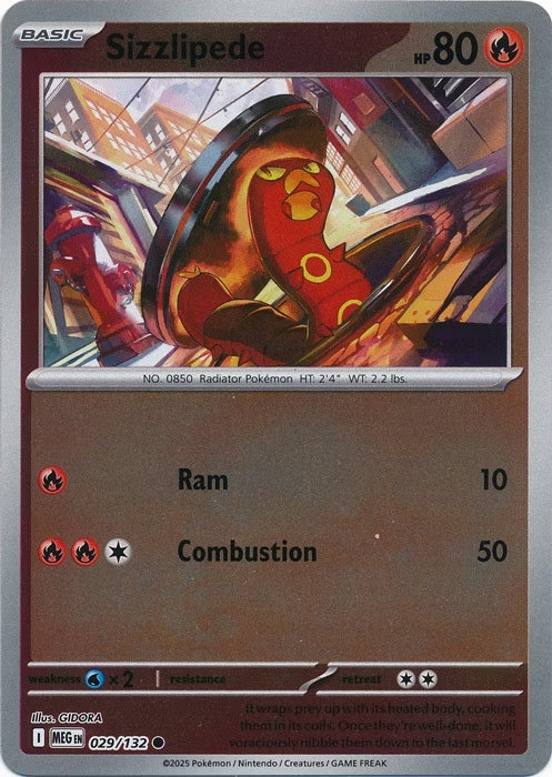 Mega Evolution Sizzlipede #029/132 Reverse Holo