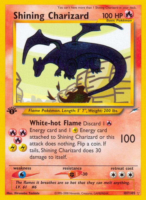 Neo Destiny Shining Charizard 107/105 First Edition Pokémon kaart