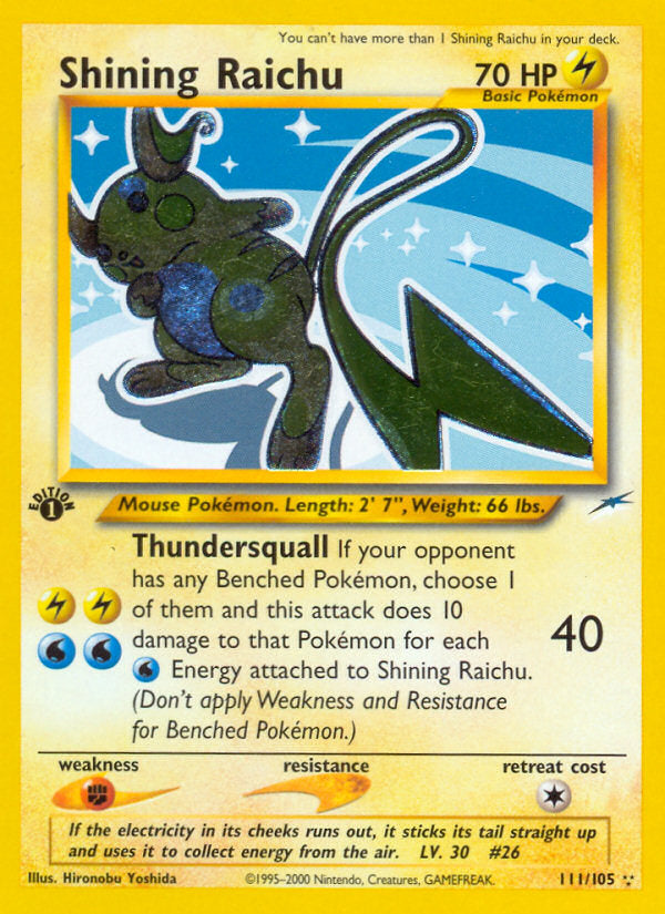 Neo Destiny Holo Shining Raichu #111/105 first edition
