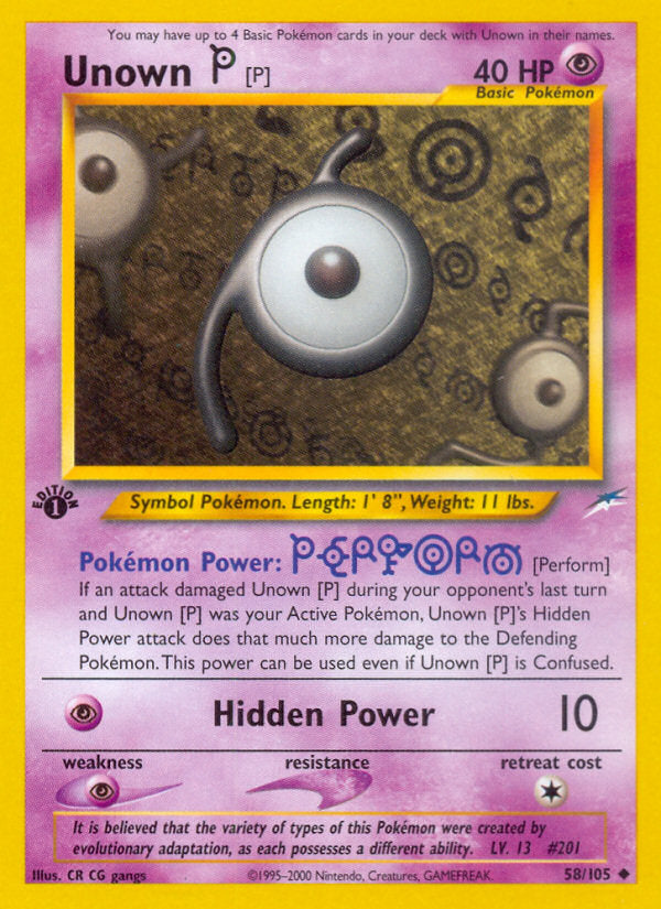 Neo Destiny Unown P #58/105 first edition