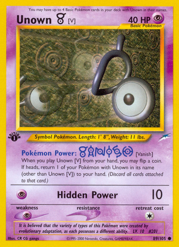 Neo Destiny Unown V #89/105 first edition