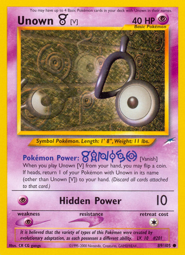 Neo Destiny Unown V #89/105 unlimited