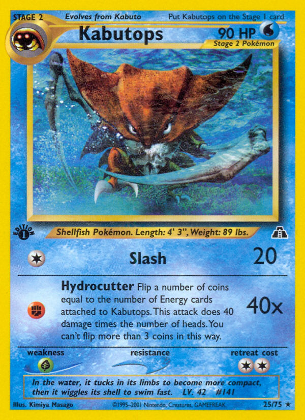 Neo Discovery Kabutops #25/75 first edition
