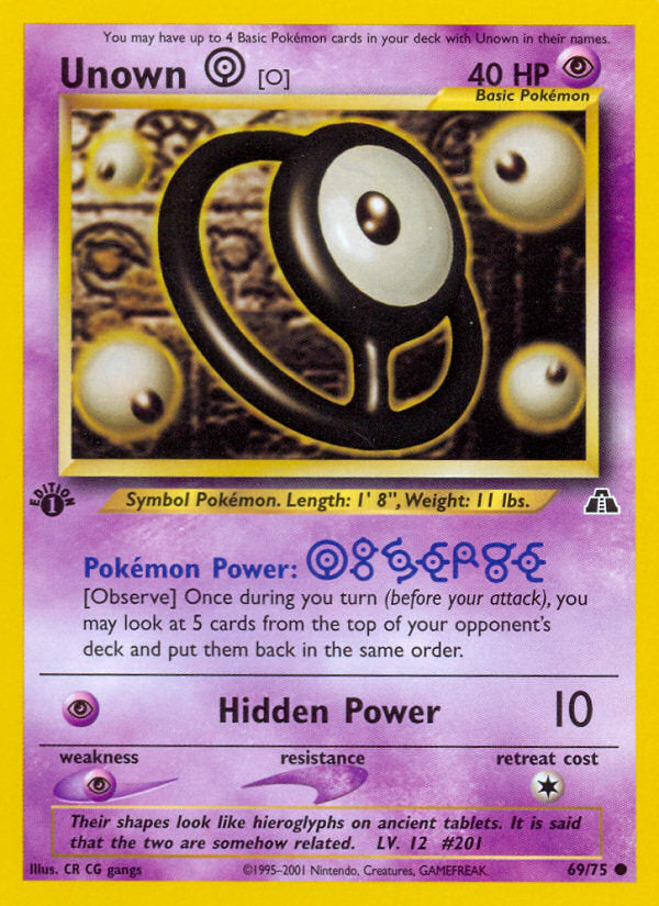 Neo Discovery Unown O #69/75 first edition
