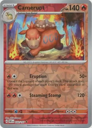 Obsidian Flames Camerupt #32/197 reverse holo