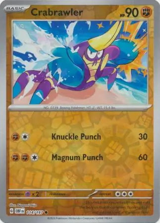 Obsidian Flames Crabrawler #114/197 reverse holo