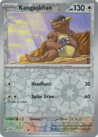Obsidian Flames Kangaskhan #165/197 reverse holo