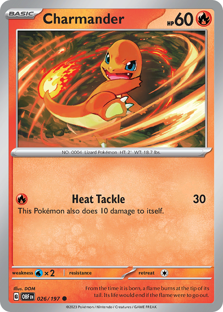 Obsidian Flames Non - Holo Charmander #26/197