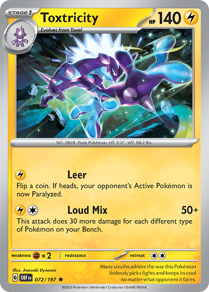Obsidian Flames Non - Holo Toxtricity #72/197