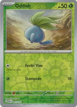 Obsidian Flames Oddish #1/197 reverse holo