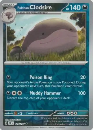 Obsidian Flames Paldean Clodsire #128/197 reverse holo