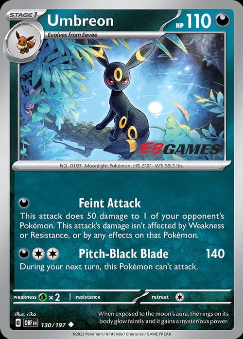 Obsidian Flames Umbreon #130 EB Games Promo