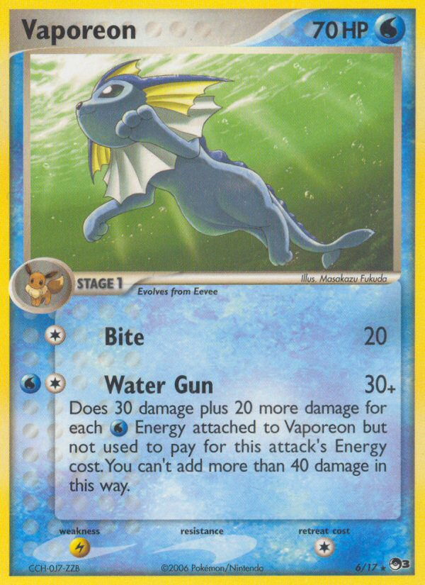 POP Series 3 Non - Holo Vaporeon #6