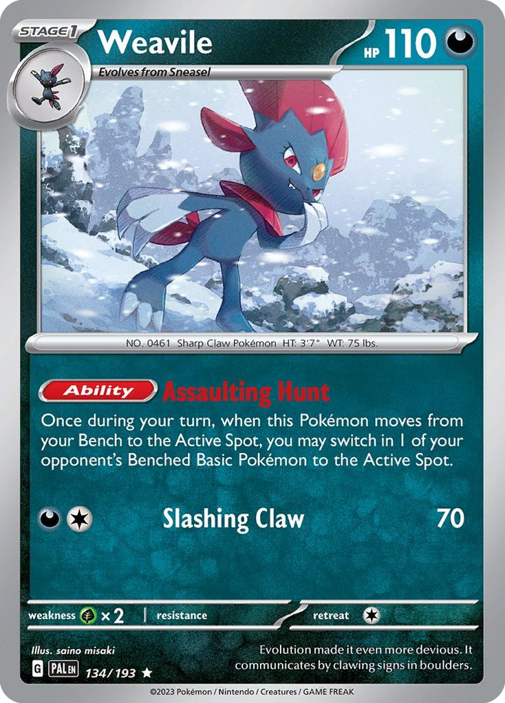 Paldea Evolved Holo Weavile #134/193