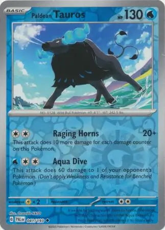 Paldea Evolved Paldean Tauros #41/193 reverse holo