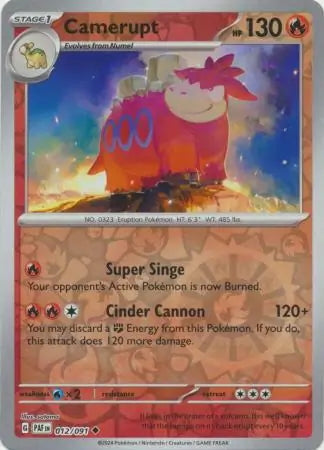 Paldean Fates Camerupt #12/91 reverse holo