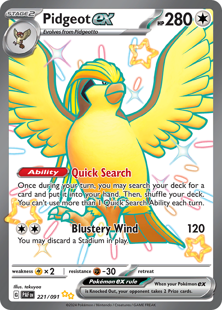 Paldean Fates Pidgeot EX #221/91