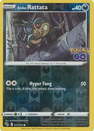 Pokémon Go Alolan Rattata #41/78 reverse holo