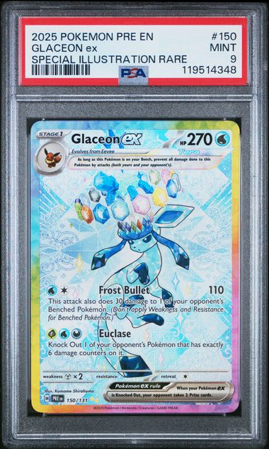 Prismatic Evolutions Glaceon ex (2025) PSA 9 #119514348
