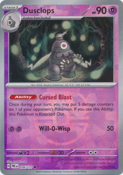Prismatic Evolutions Dusclops #036/131 Masterball