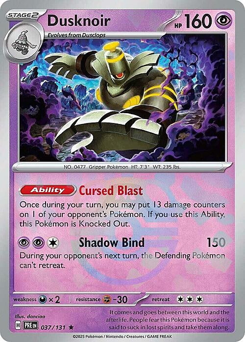 Prismatic Evolutions Dusknoir #037/131 Masterball