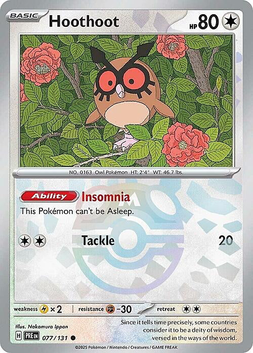 Prismatic Evolutions Hoothoot #077/131 Masterball