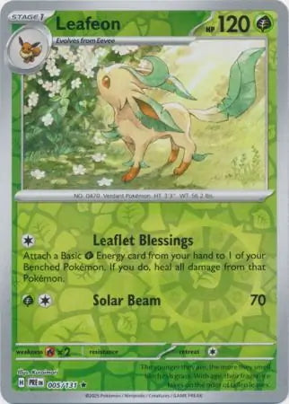 Prismatic Evolutions Leafeon #005/131 reverse holo
