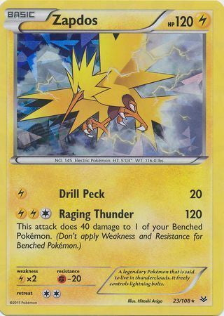 Roaring Skies Zapdos #23/108 Cracked Ice Holo