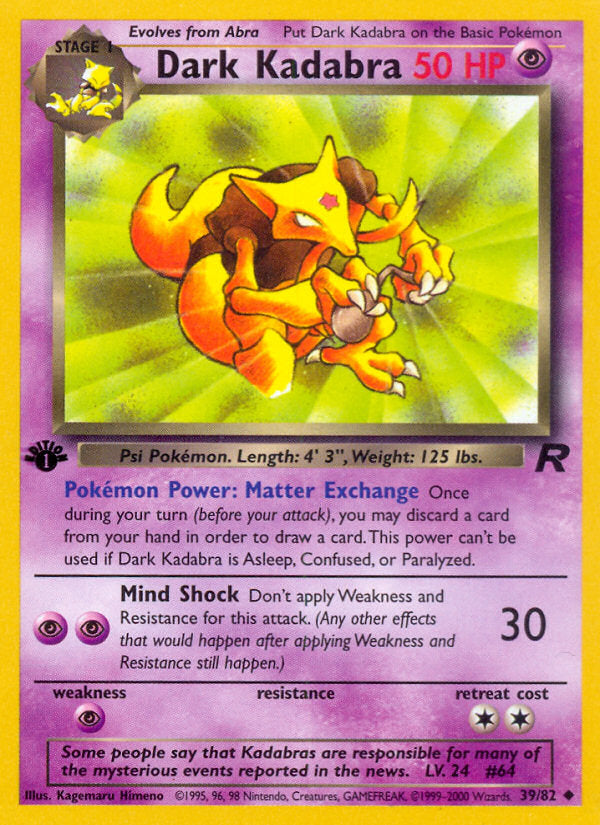 Rocket set Dark Kadabra #39/82 first edition