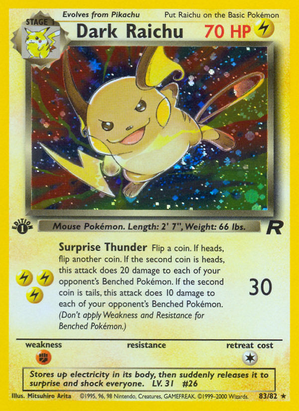 Rocket set Holo Dark Raichu #83/82 first edition