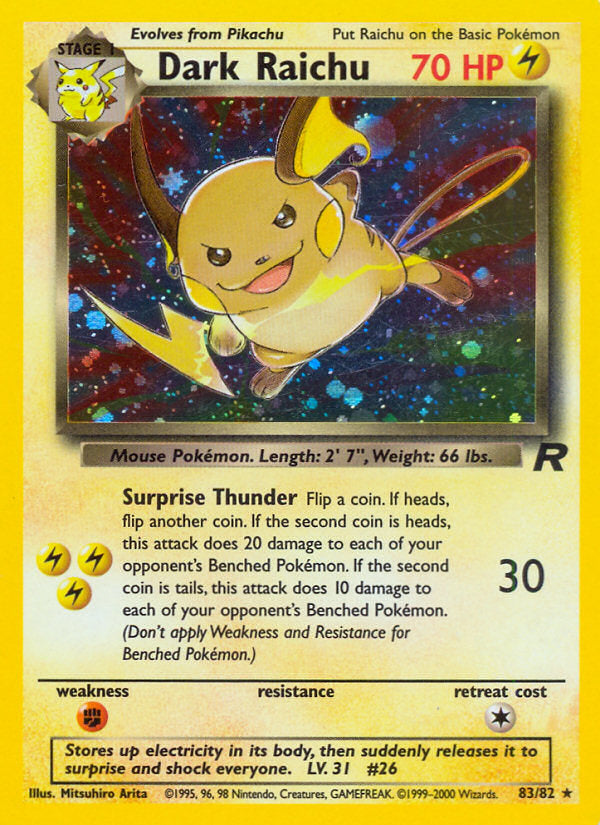 Rocket set Holo Dark Raichu #83/82 unlimited