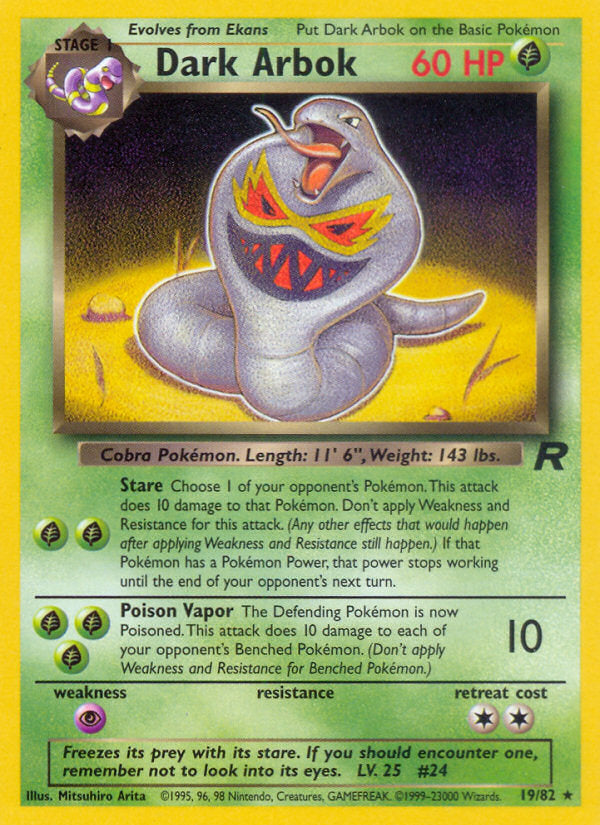 Rocket set Non Holo Dark Arbok #19/82 unlimited
