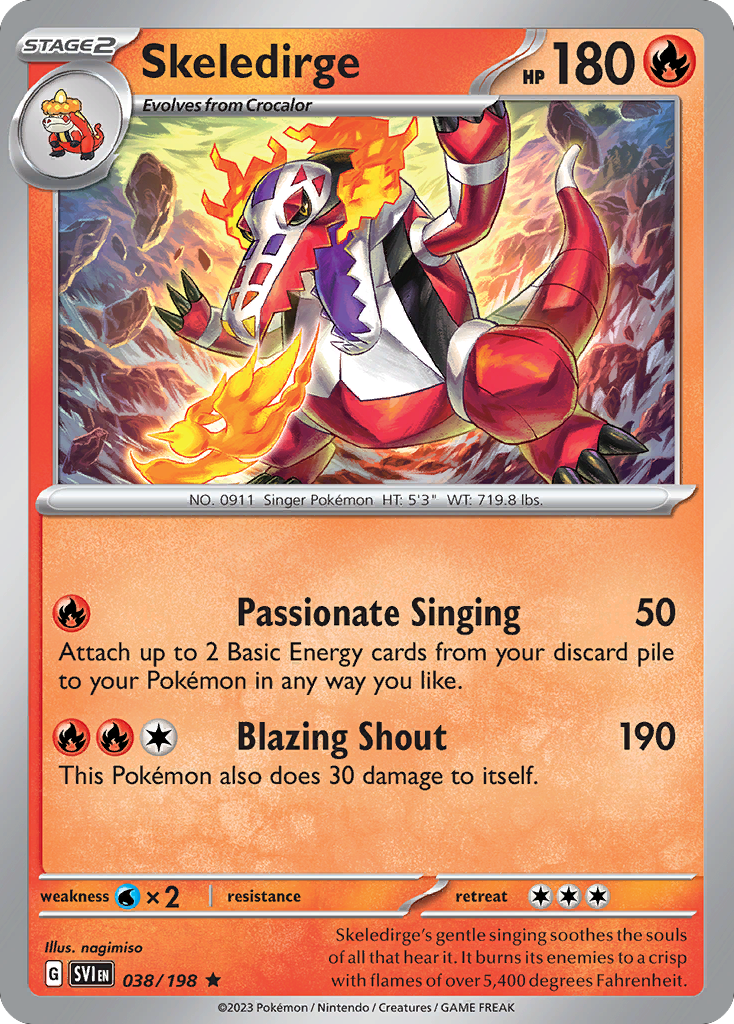 Scarlet & Violet Non - Holo Skeledirge #38/198