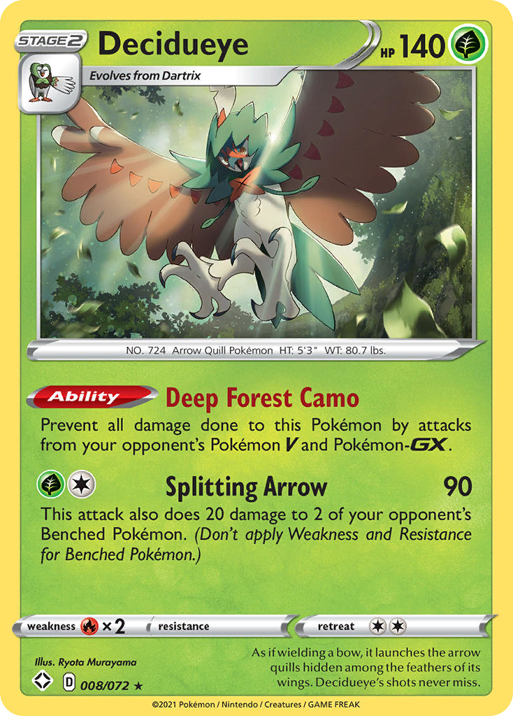 Shining Fates Holo Decidueye #8/72