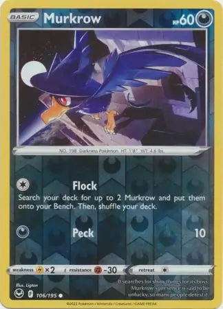Silver Tempest Murkrow #106/195 reverse holo