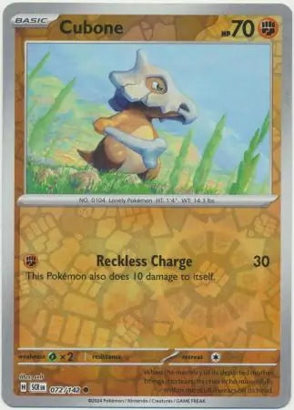 Stellar Crown Cubone #72/142 reverse holo