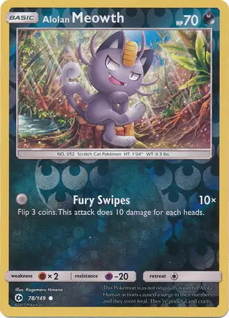 Sun & Moon Alolan Meowth #78/149 reverse holo