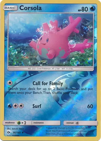 Sun & Moon Corsola #36/149 reverse holo