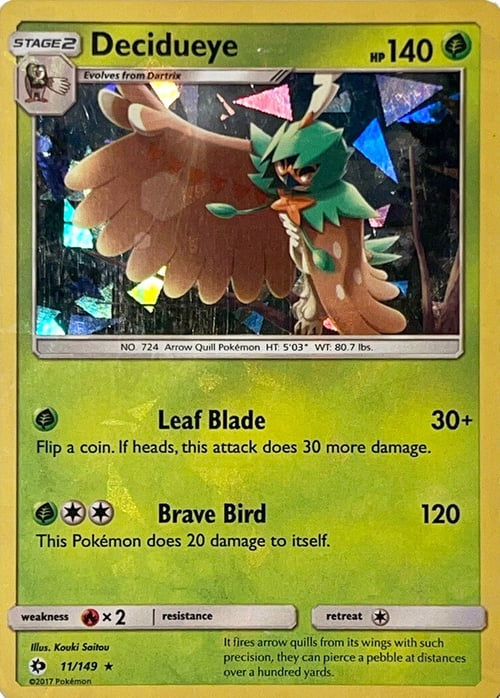 Sun & Moon Decidueye #11/149 Cracked Ice Holo
